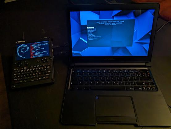 ClockworkPi uConsole connected to a Motorola Lapdock