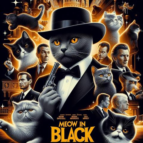 «Create by Bing Image Creator»
(masterpiece),(high quality),(detailed),(super real), Poster for the film ”MEOW in Black"