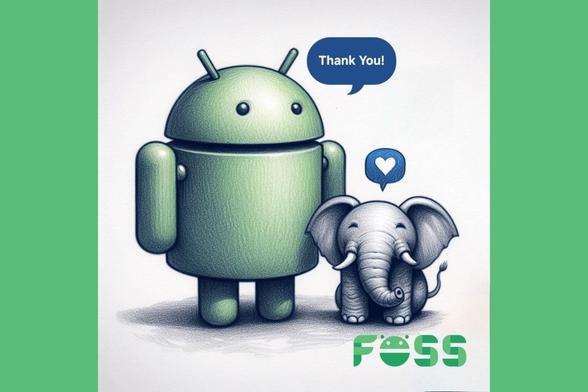 Thank you, Mastodon. AI generated image with the Android logo and Mastodon ~by FOSS Android