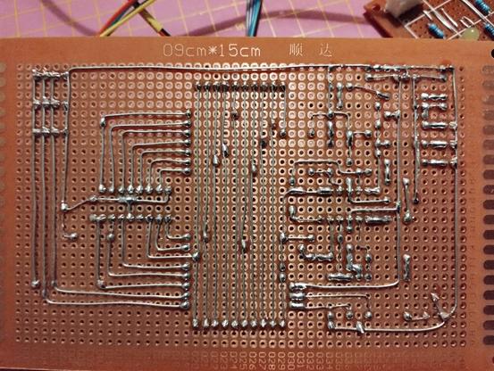 the back of the board, showing all the wires needed