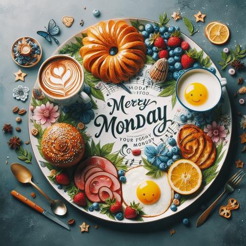 «Create by Bing Image Creator»
(Image of MerryMonday:photograph), A delicious breakfast, your favorite song, and having plans for the next weekend can help us get through Monday, fantasy art