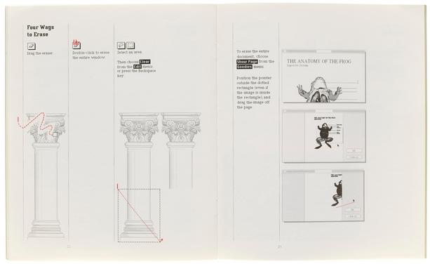 Photo of an interior spread from the booklet showing “Four Ways to Erase”.