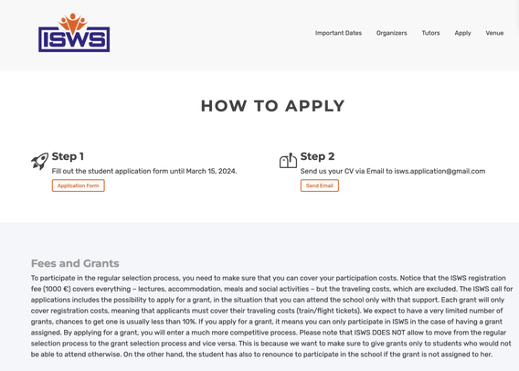 Call for Application webpage of the International Semantic Web Research Summer School 2024.