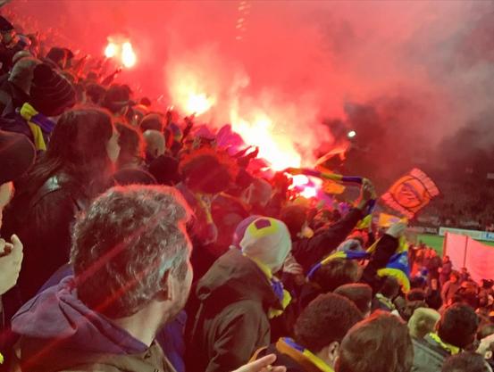 Fireworks in a football stadium