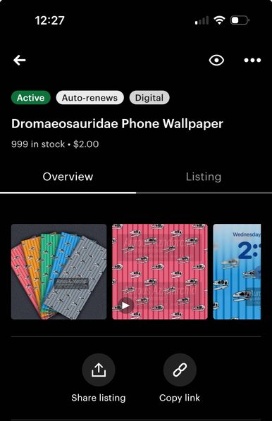 A screenshot of the Etsy listing