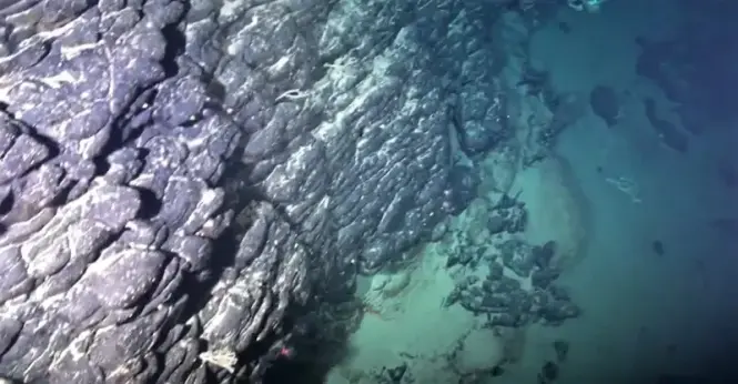 Underwater photo of rocks on the sea floor