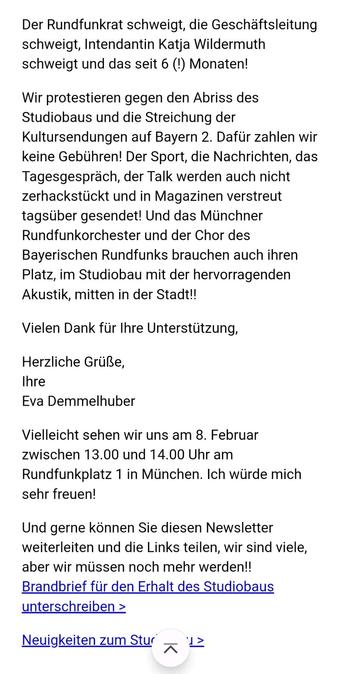 Bildschirmfoto des Studiobau-Newsletters 'Auflösung unseres Weihnachtsrätsels und Neuigkeiten' Teil 3.