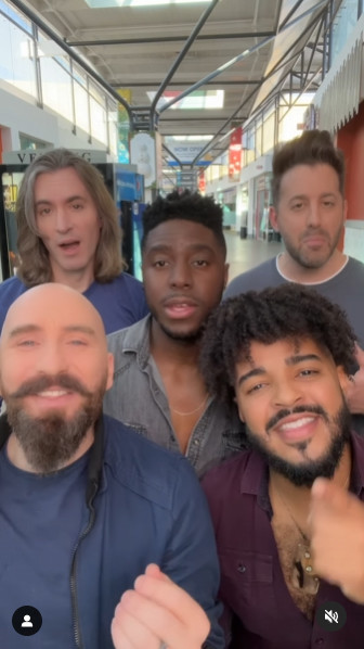 VoicePlay (Geoff Castellucci, Layne Stein,  Eli Jacobson, Cesar De La Rosa and featuring J.None) singing a short a capella cover of Michael Jackson's song Human Nature