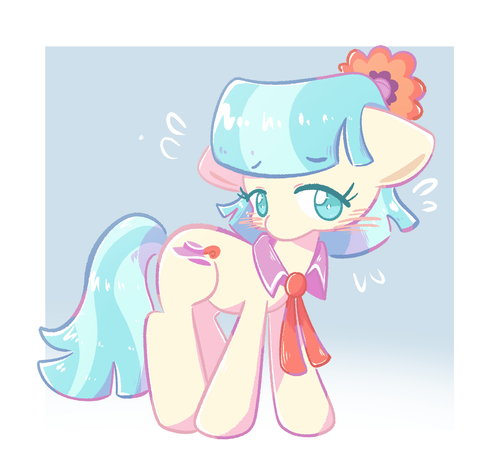 Art of Coco Pommel, she is looking embarrassed and blushing alot.