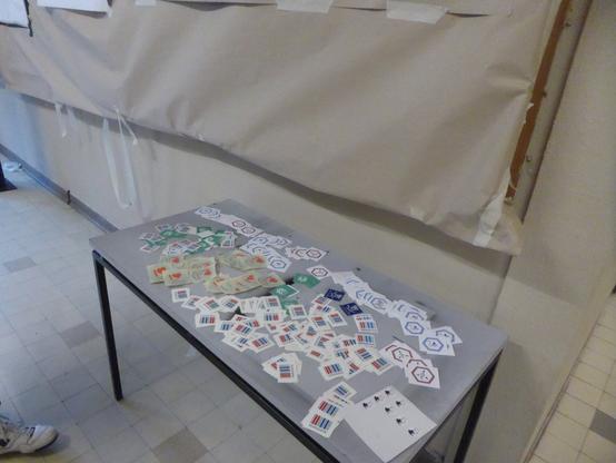 Stickers exchange table at UA1