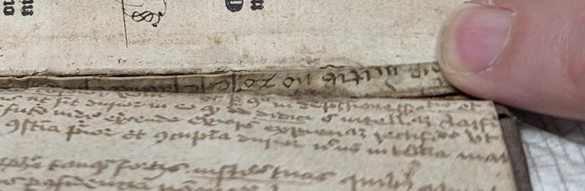 Parchment stub made of recycled manuscript waste.