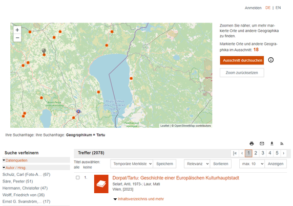 Geosuche von osmikon mit Tartu als Geographikum