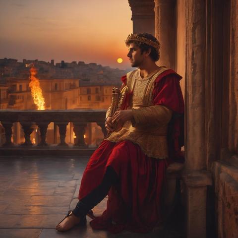 AI farita bildo - Nero rigardas bruliganta Romo