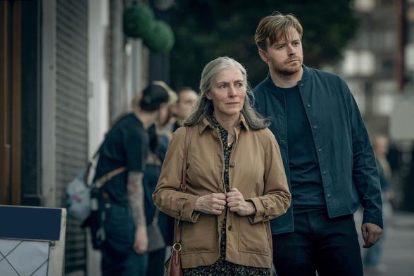 Saskia Reeves in Slow Horses where she spends the first couple of episodes puttering around Slough House doing menial office work.