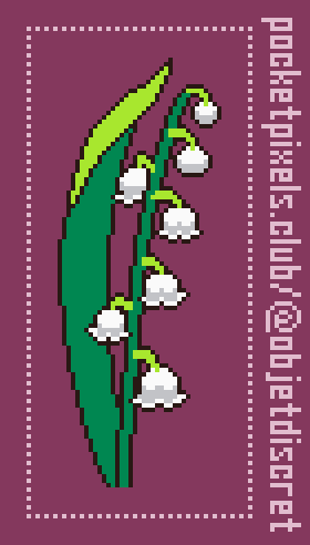 a pixel art illustration of lily of the valley