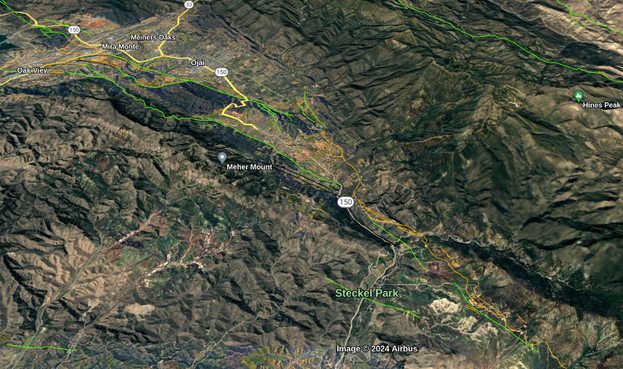 Faults running through Ojai, CA