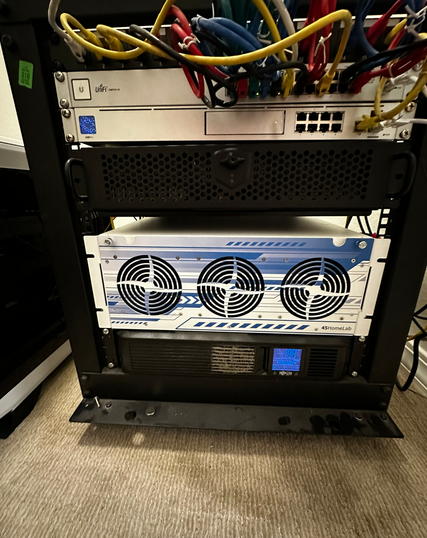 server rack with equipment