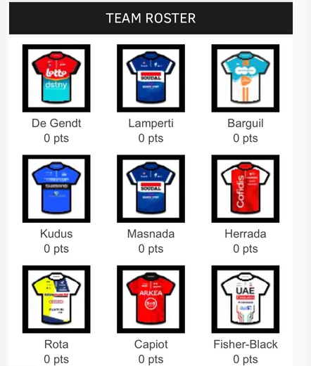 velogames team tour of oman. plänterwald cycling team. de gendt / lamperti / barguil / kudus / masnada / herrada / rota / capiot / fisher-black