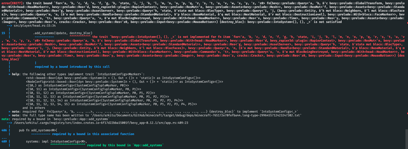 Un message d'erreur du compilateur Rust très long et obscur