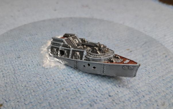 miniature wargame ship sinking, a variety of holes