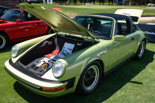 Metallic green sport coupe.
