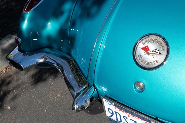 Rear end detail showing Corvette logo.