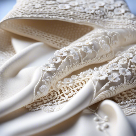 «Generated by StableDiffusionXL»
Prompt: (The edges are knitted with unbleached thread on a white fabric.) The fabric has small embroidery such as flower motifs.fine details, Negative: low quality, ugly, Aspect: square 1:1(1024:1024), CFG_scale: 12, Sampler: k_dpmpp_2s_ancestral, Seed: 680330319