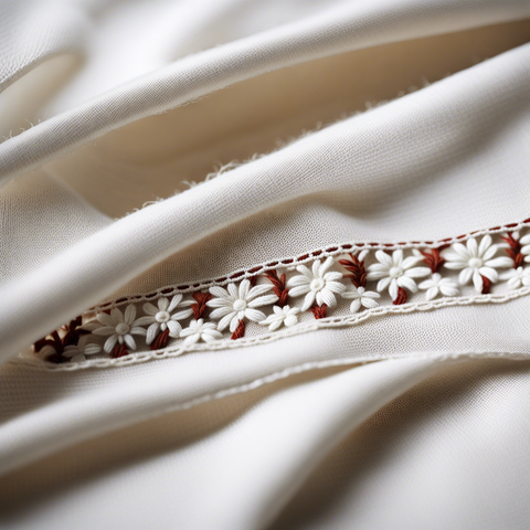 «Generated by StableDiffusionXL»
Prompt: (The edges are knitted with unbleached thread on a white fabric.) The fabric has small embroidery such as flower motifs.fine details, Negative: low quality, ugly, Aspect: square 1:1(1024:1024), CFG_scale: 12, Sampler: k_dpmpp_2s_ancestral, Seed: 680330319