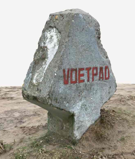 Gerenderd aanzicht van een voetstappenpad paal.