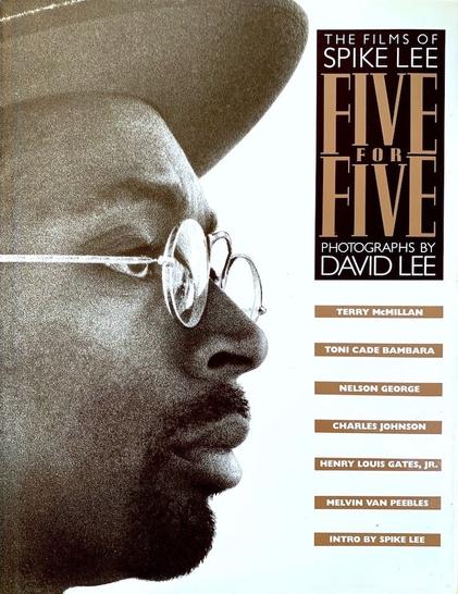 A book entitled Five for Five: The Films of Spike Lee. The director's face is shown in profile.
