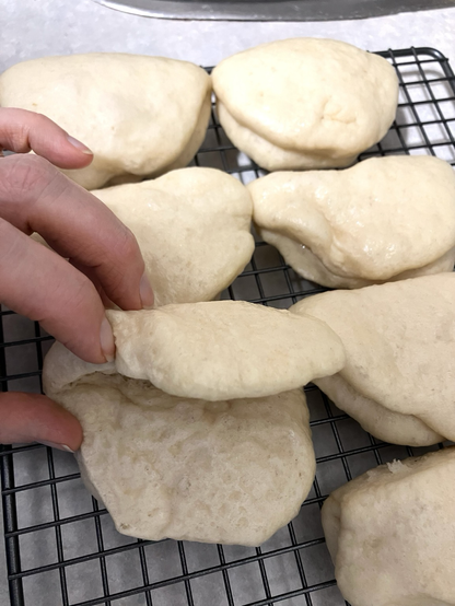 The steamed buns folded and steamed