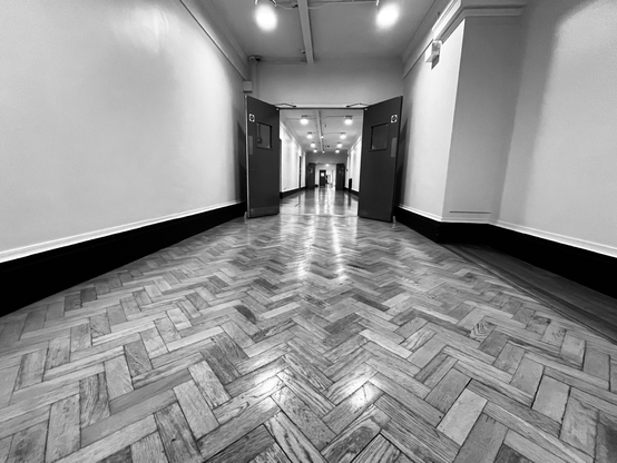 Corridor with parquet flooring