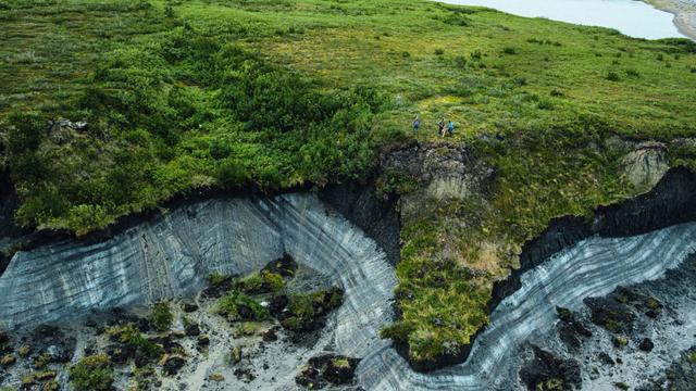 photo - surveying permafrost cliffs