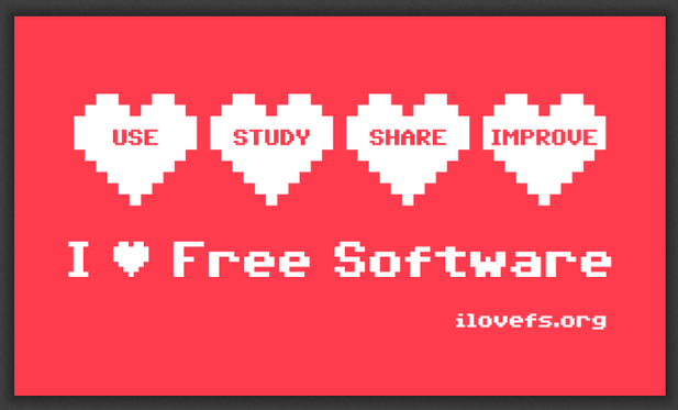 I Love Free Software sticker - Use Study Share Improve
