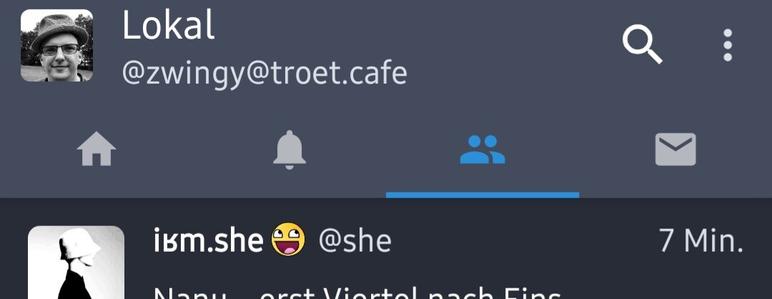 Screenshot von der Tusky App mit icon auf dem Punkt Lokal
Vom Konto zwingy bei troet.cafe