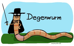 Maskierter Regenwurm mit Degen: der Degenwurm