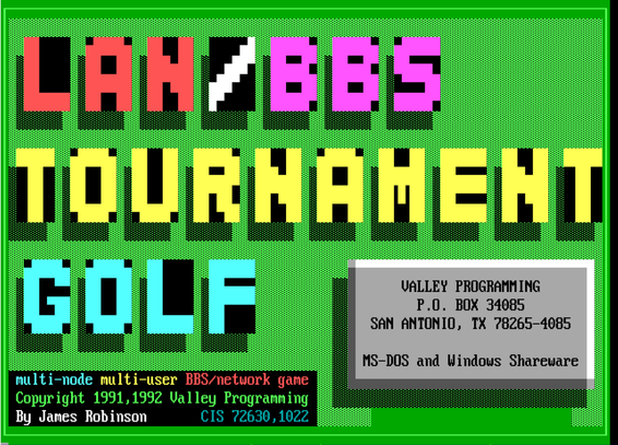 LAN/BBS Tournament Golf ANSI start screen