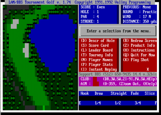 LAN/BBS Tournament Golf in-game screenshot.