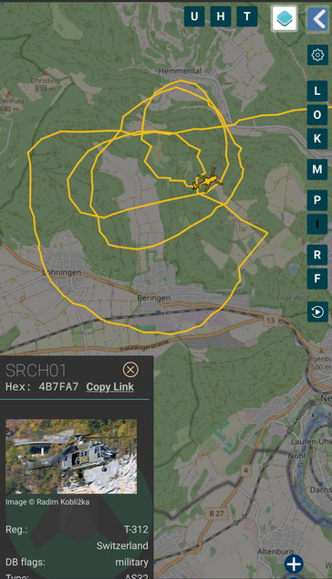 Flight path of superpuma flying circles