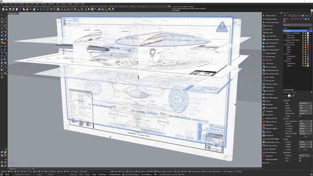 Screenshot of Rhino 8 with semi transparent blueprints layered on top of one another with measurements to compare differences.
