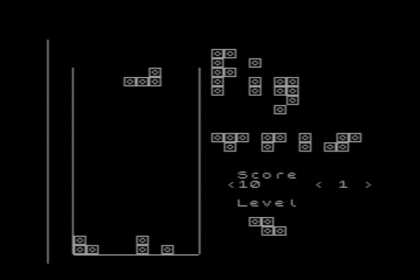 FIGtris Tetris clone being played on the FIGnition Fuze DIY computer