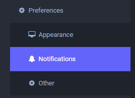 A screenshot of the Preference menu with Notifications highlighted.