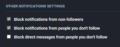 A screenshot of the Other Notifications Settings section with 2 options checked.