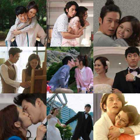 Jang Hyuk & Jang Na Ra in a collage of various scenes from the 2014 South Korean drama "Fated to Love You."