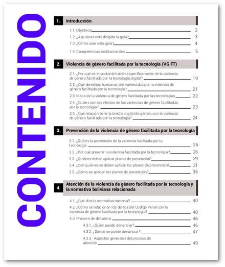 indice de la guia de prevención y atención