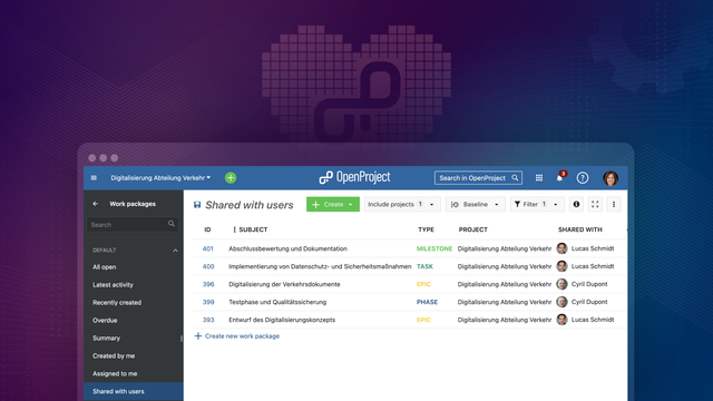 Share work packages with users on OpenProject