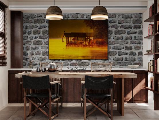 A small boat dock in the early morning sun. The colors are in orange as it was just after sunrise. There is some fog hovering above the water and the boat dock on shore. Image at: https://beautifulsunphotography.com/featured/dock-fog-deb-beausoleil.html See more art & blog at: https://beautifulsunphotography.com/ https://debbeausoleil.com