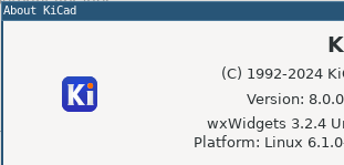 KiCad about window screenshot showing 
"Version: 8.0.0"

(actually its rc3, but cut at the right spot so it looks like the release^^)