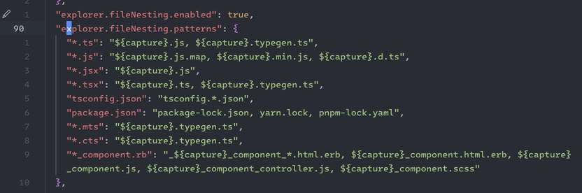 How to enable file nesting in VSCode (JSON)