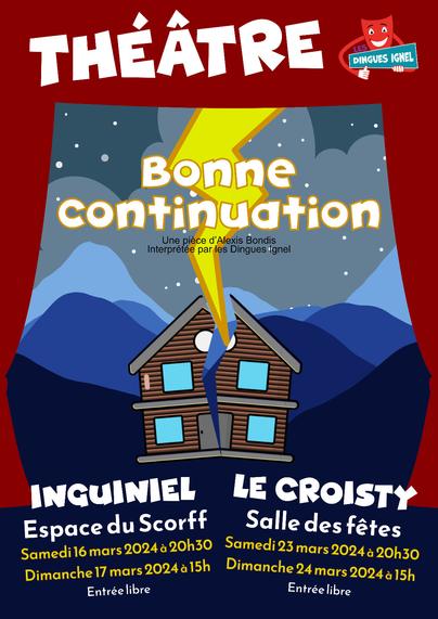 L'affiche représente un chalet en montagne transpercé par un éclair et coupé en deux